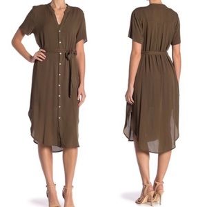 Dee Elle olive green button down shirt dress LRG